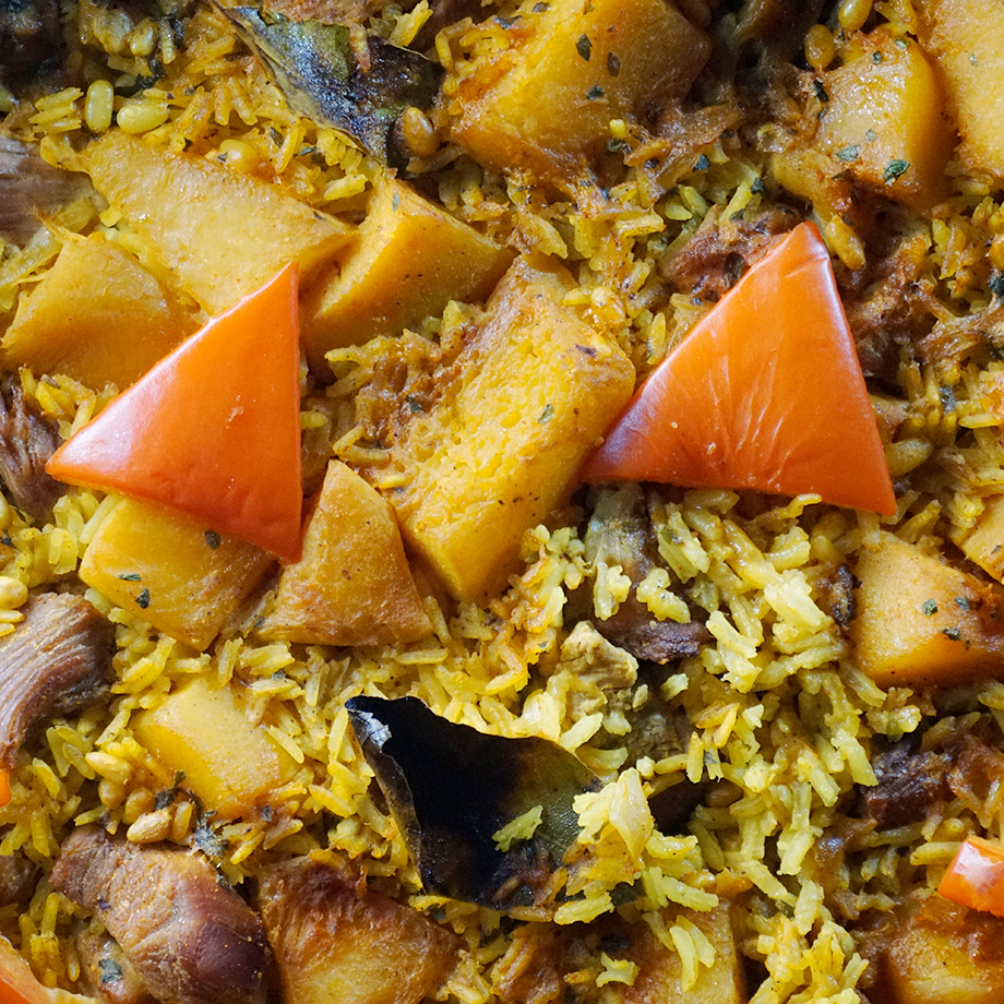 Arroz al horno de calabaza con pavo